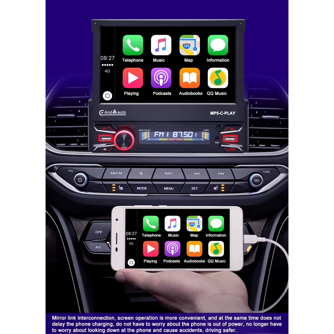 Radio Android 7230W In-dash 1DIN 7"