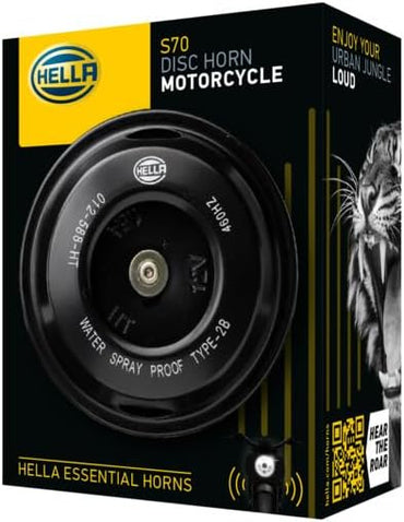 Bocina de disco Hella Negra de 12V (para motocicletas)