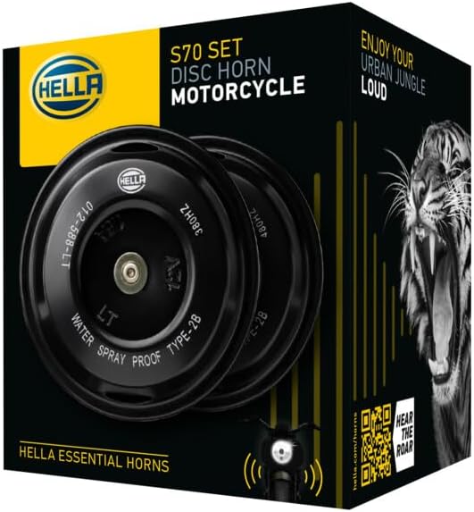 Kit de Bocinas de disco Hella Negra de 12V (para motocicletas)