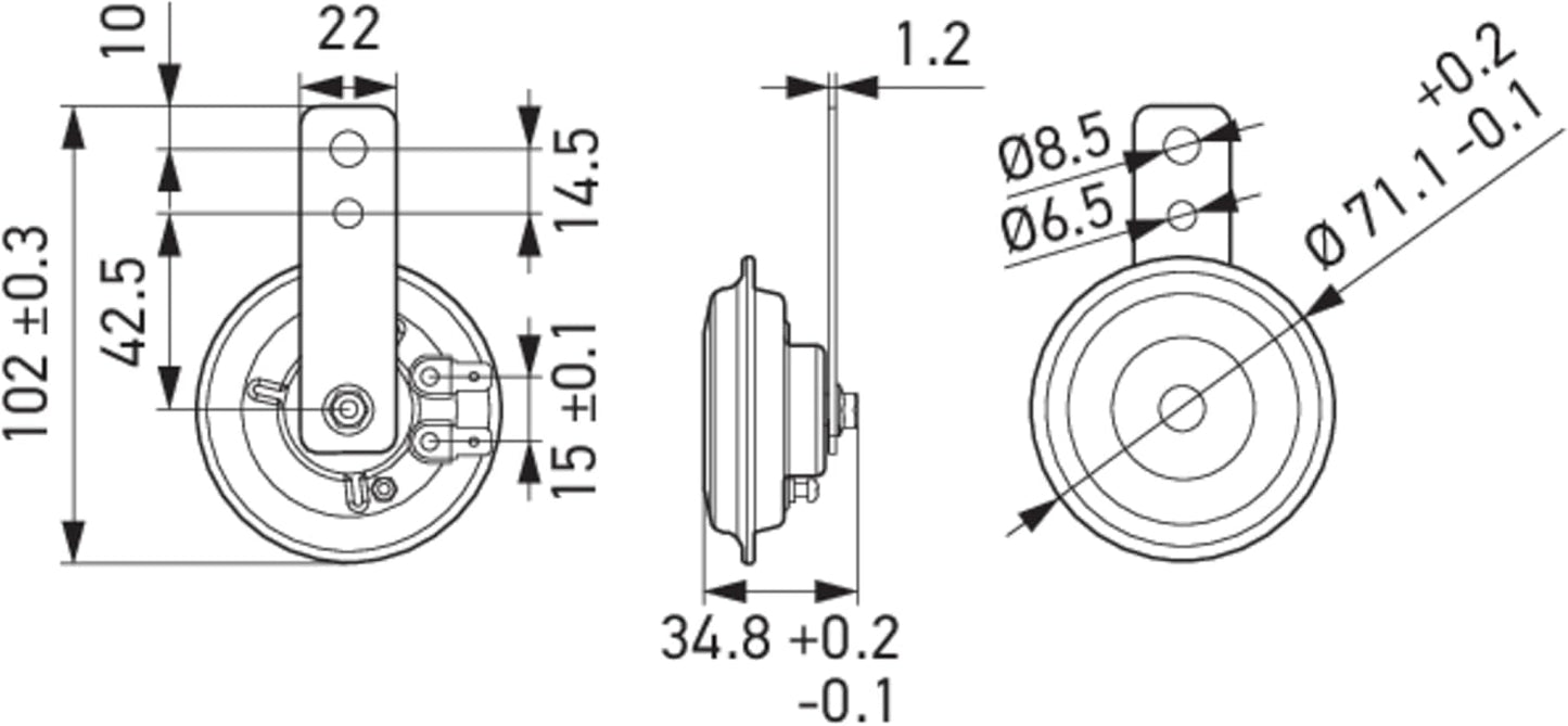 Bocina de disco Hella Negra de 12V (para motocicletas)