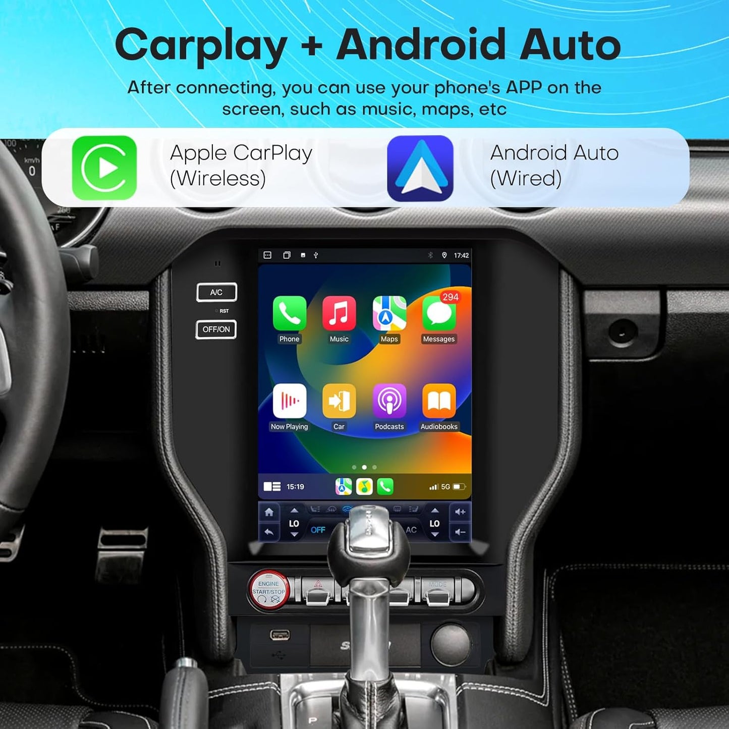Radio OEM Ford Mustang GT 2015/2023 | Apple CarPlay / Android Auto