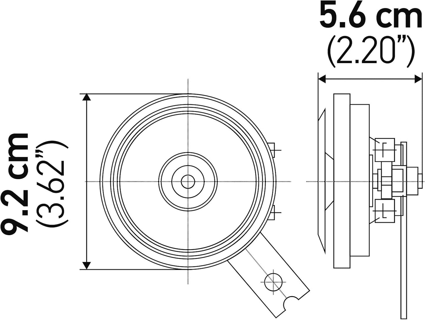 Bocina de disco Hella Negra de 12V (Universal Fit/Single Blister Pack)