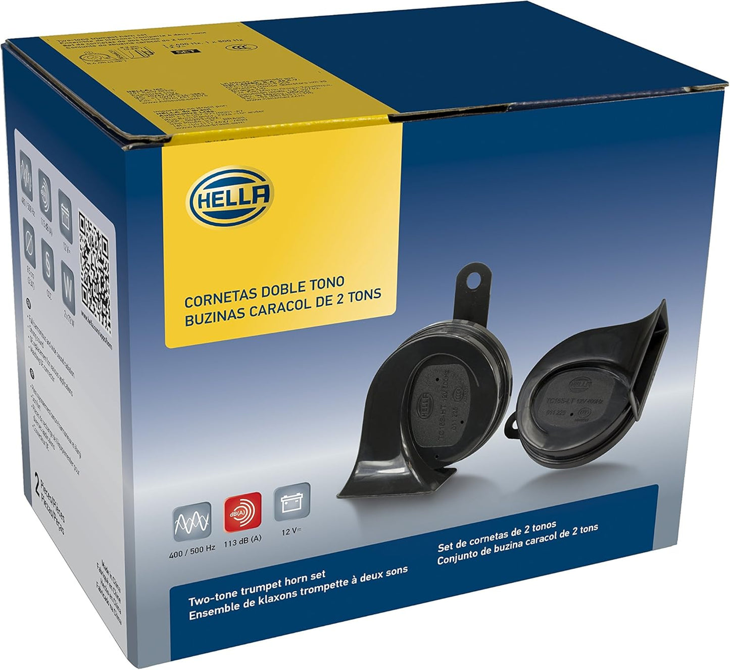 Kit de bocinas Hella BX 12V Doble Negras (ajuste universal)