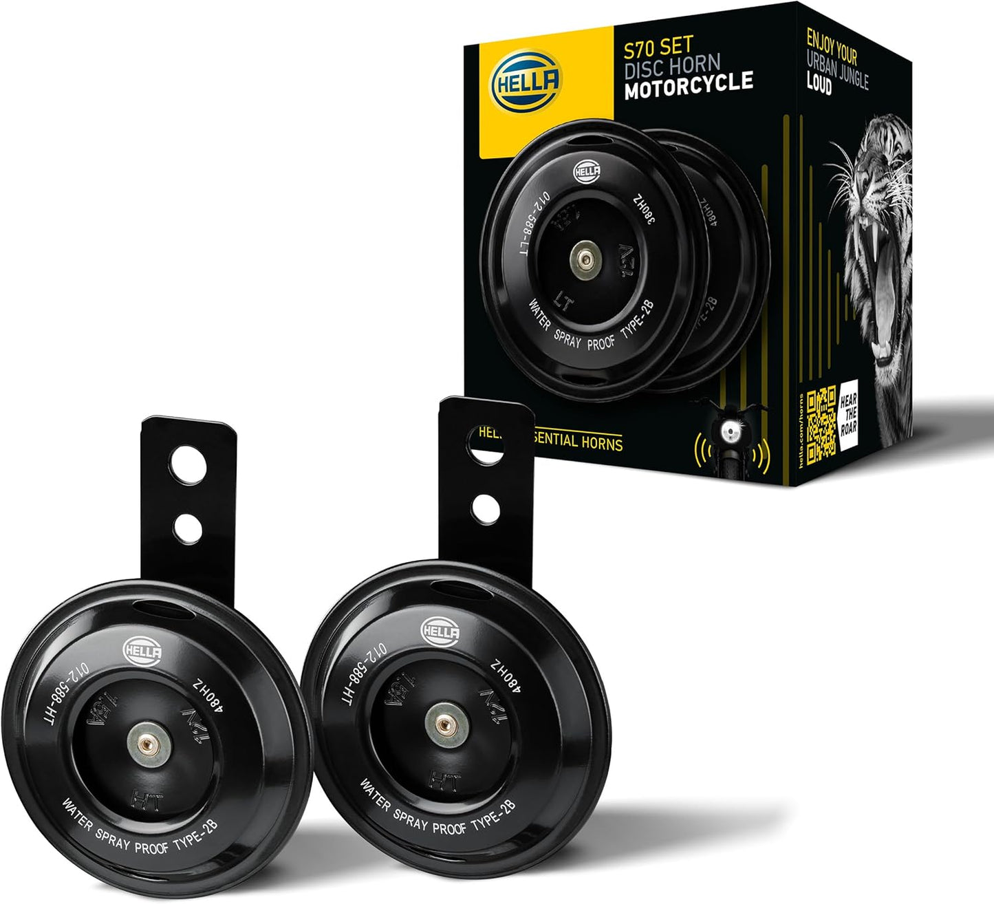 Kit de Bocinas de disco Hella Negra de 12V (para motocicletas)