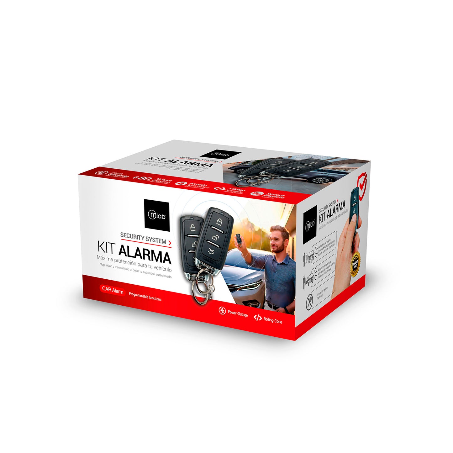 Alarma MLAB Auto Universal con cortacorriente Anti-Robos código variable
