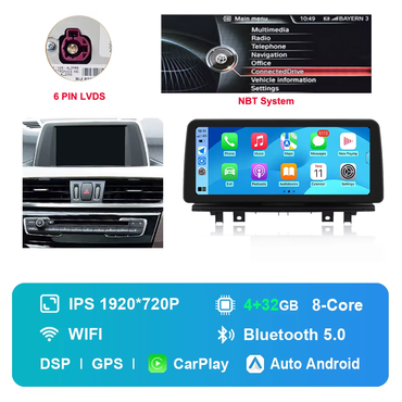 Radio OEM Android para BMW X1 F48 NBT GYP CONNECT de 12.3" | Apple CarPlay / Android Auto