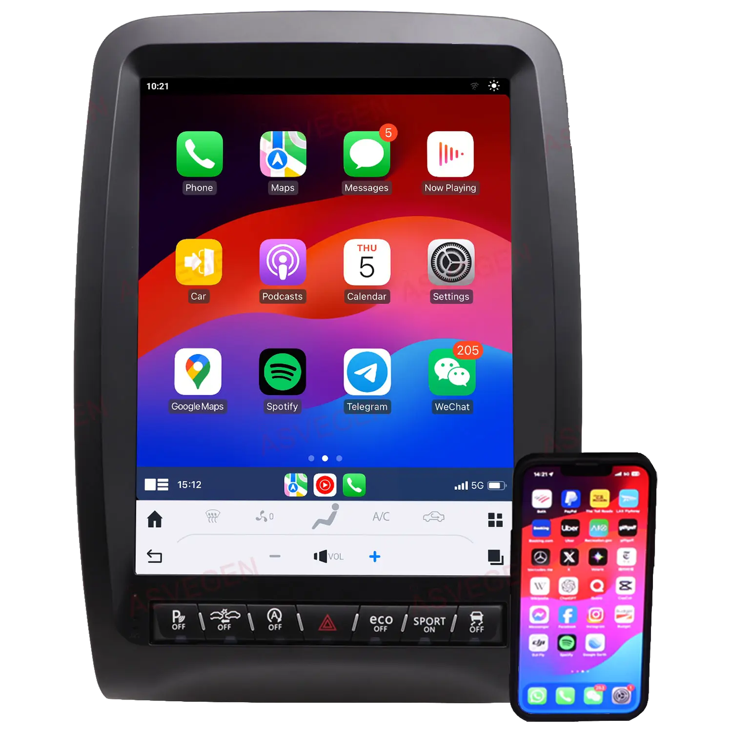 Radio OEM tipo Tesla Dodge Durango 2014/2016 | Apple CarPlay / Android Auto