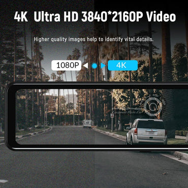 Espejo retrovisor con cámara 4k con pantalla de visión completa - Instalada