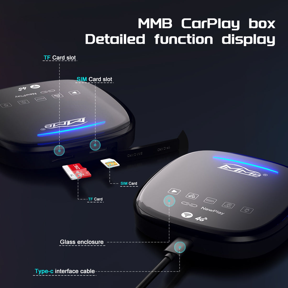 JOYEAUTO MMB MAX Universal CarPlay Android Ai Box | SIM TF card | HDMI
