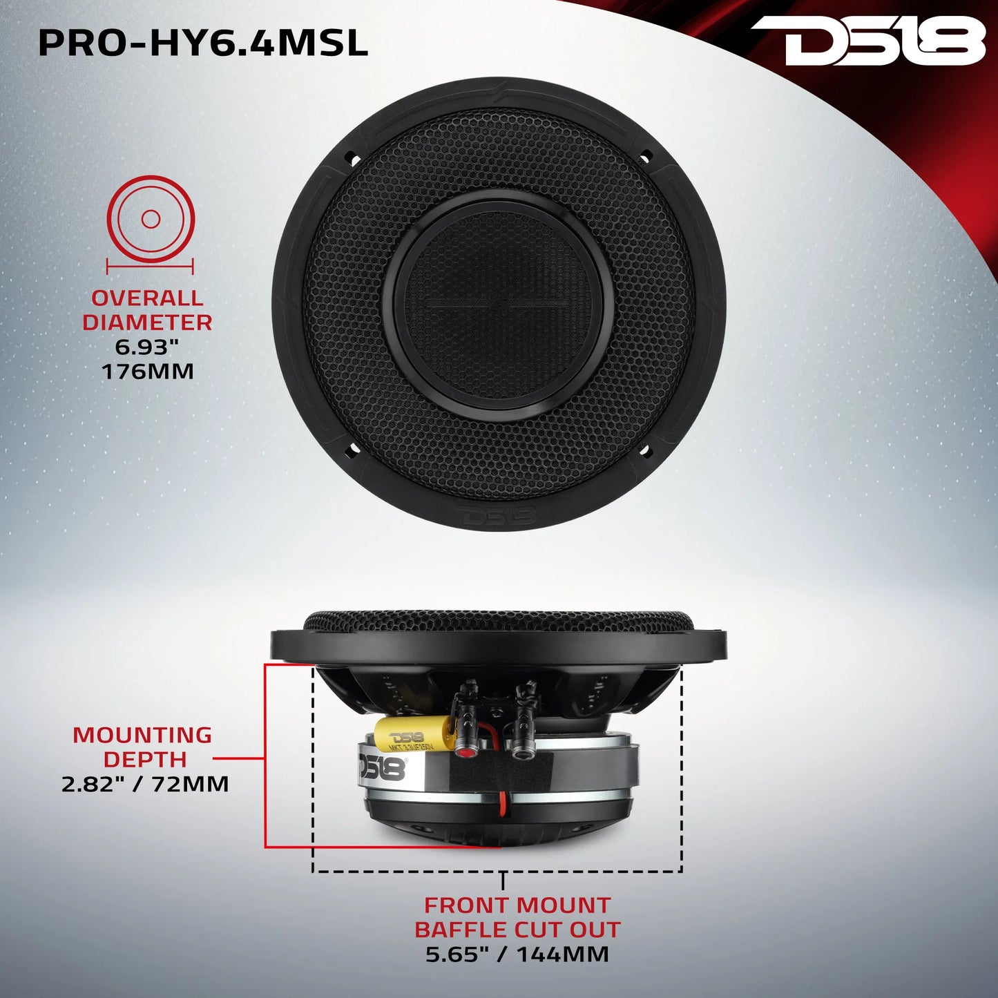 Parlante Rango Medio Coaxial DS18 PRO-HY6.4MSL