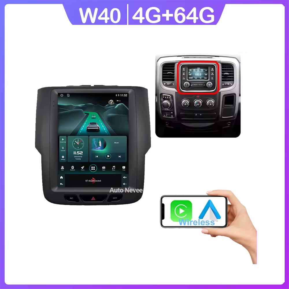 Radio Android Dodge RAM tipo Tesla | Apple CarPlay / Android Auto