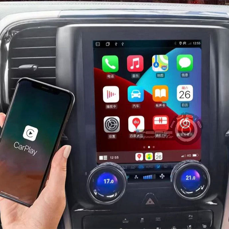 Radio Android Dodge RAM tipo Tesla con perillas | Apple CarPlay / Android Auto