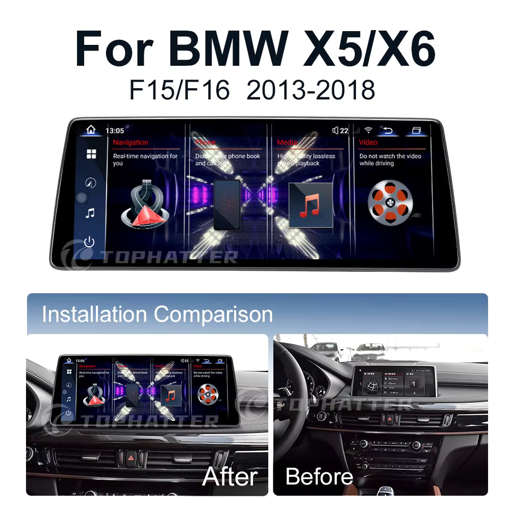 Radio OEM Android para BMW X5/X6 F15/F16 de 12.8" | Apple CarPlay / Android Auto