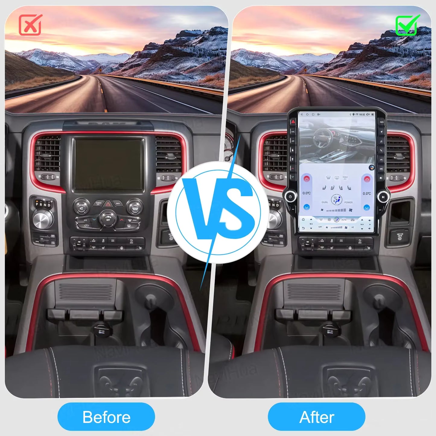 Radio OEM Dodge RAM tipo Tesla 14,5" | Apple CarPlay / Android Auto