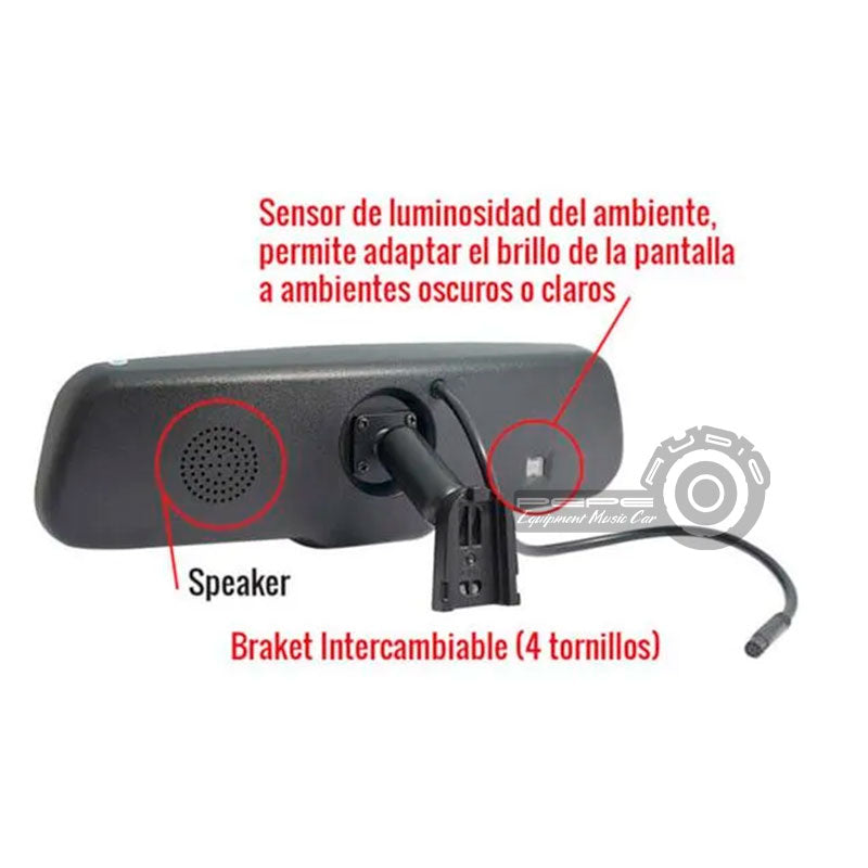 Espejo retrovisor Genius KRM1043 c/ cámara - Instalado