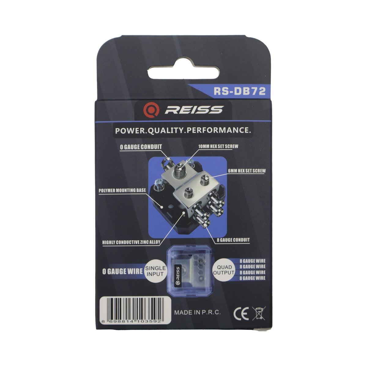 BLOQUE DE DISTRIBUCIÓN DE POTENCIA DE 1x0GAUGE A 4x8GAUGE RS-DB72