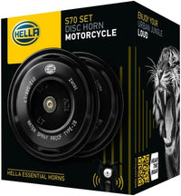 Kit de Bocinas de disco Hella Negra de 12V (para motocicletas)