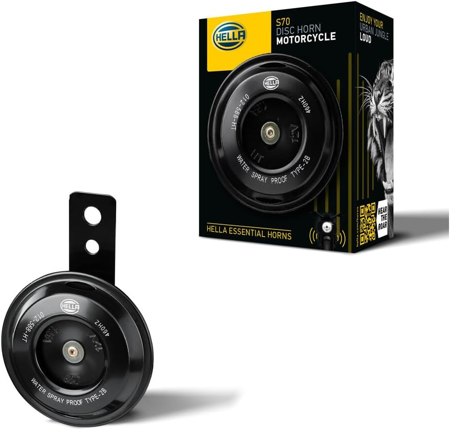 Bocina de disco Hella Negra de 12V (para motocicletas)