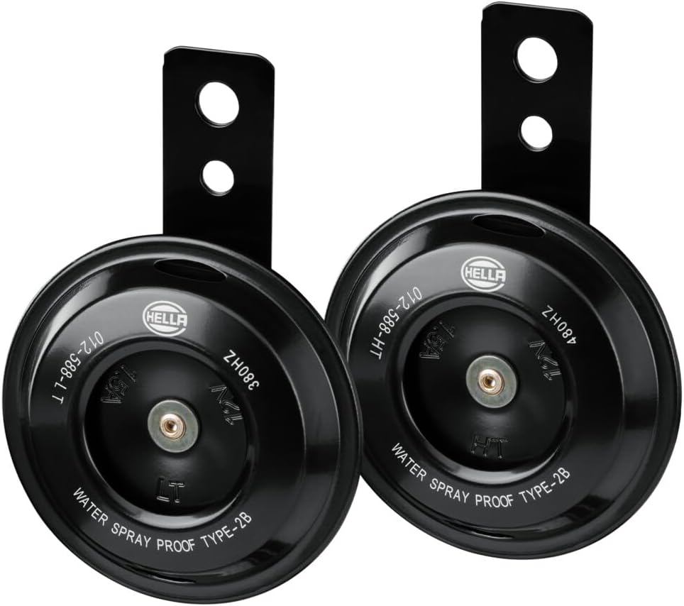 Kit de Bocinas de disco Hella Negra de 12V (para motocicletas)
