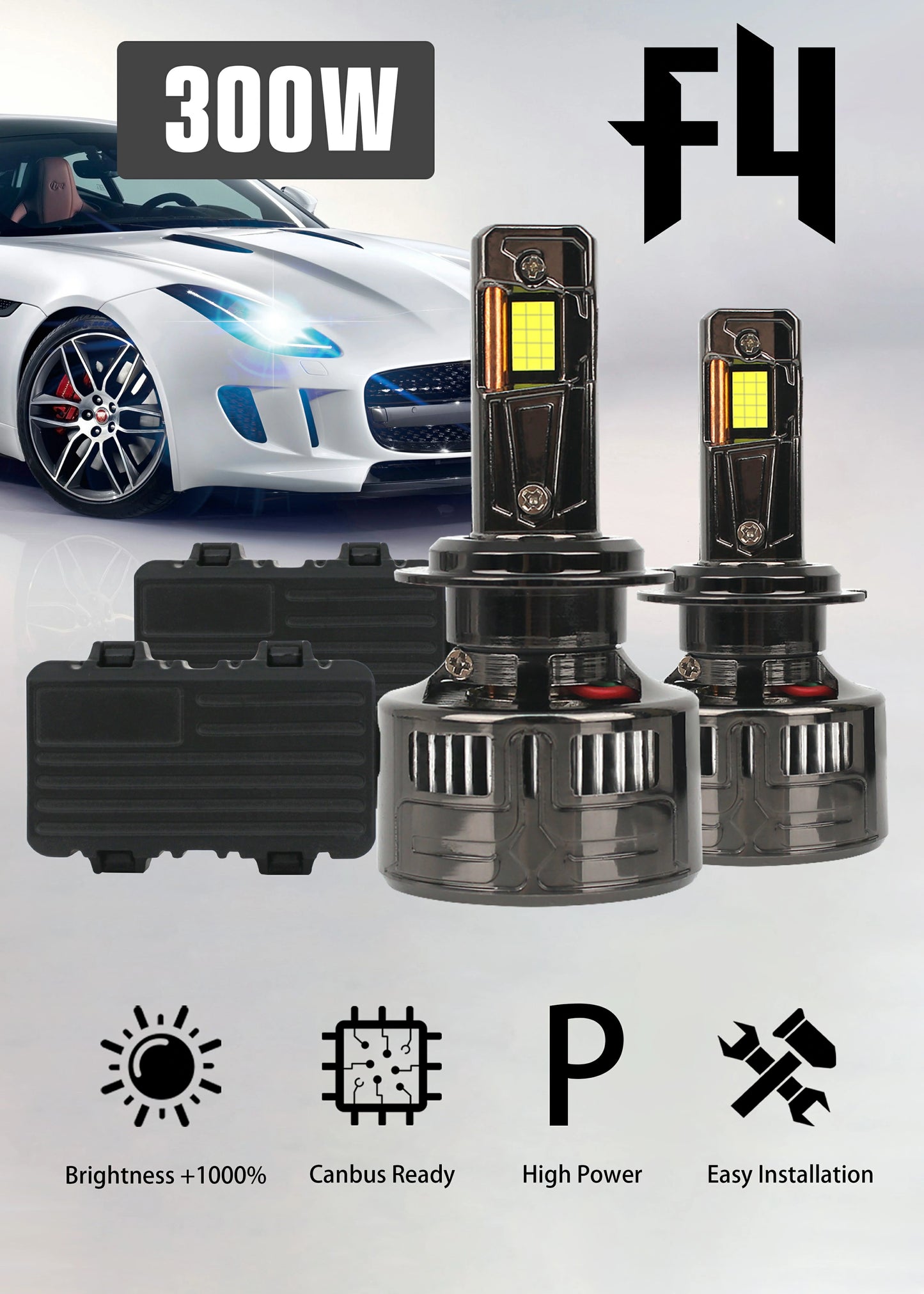 LED F4 EXTREME 300W 20.000Lm H4