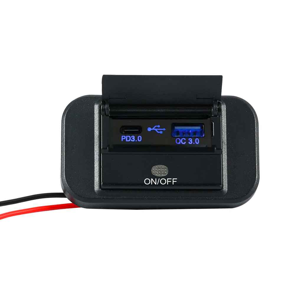 Panel USB Doble PD 3.0 / QC 3.0 con interruptor