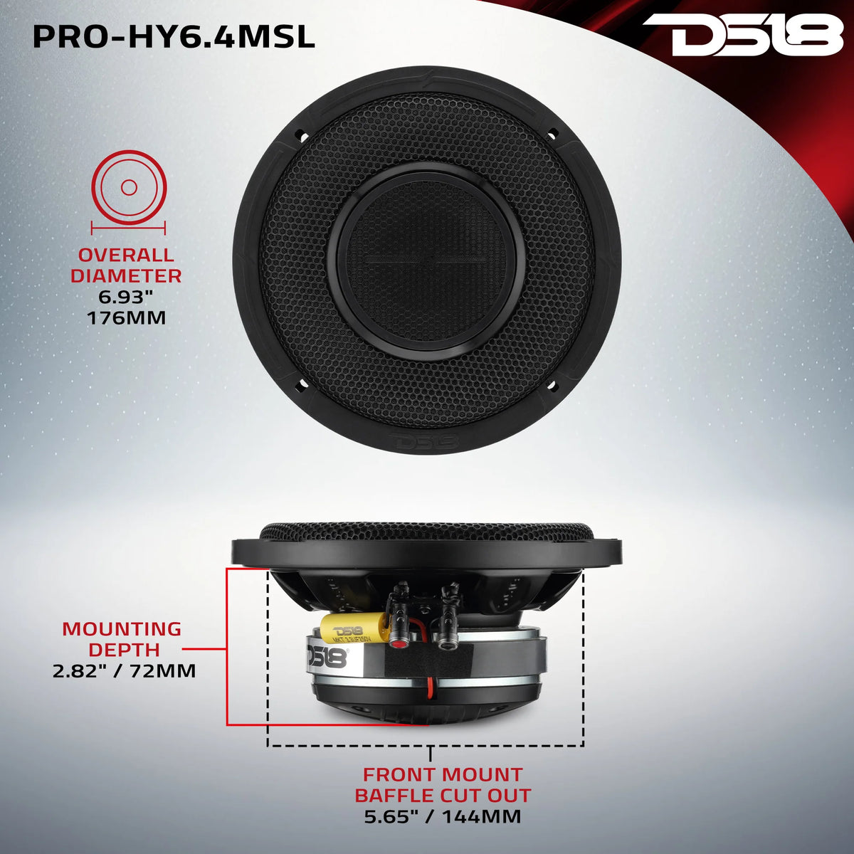 Parlante Rango Medio Coaxial DS18 PRO-HY6.4MSL