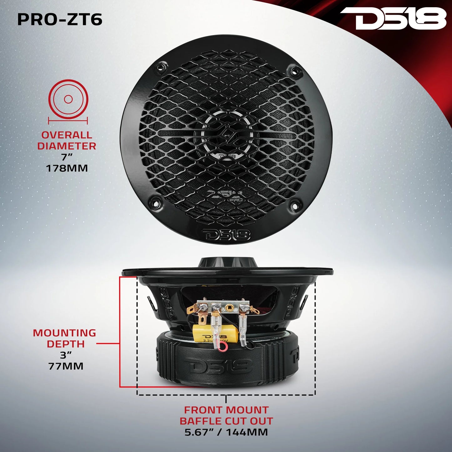 Parlante Rango Medio Coaxial DS18 PRO-ZT6