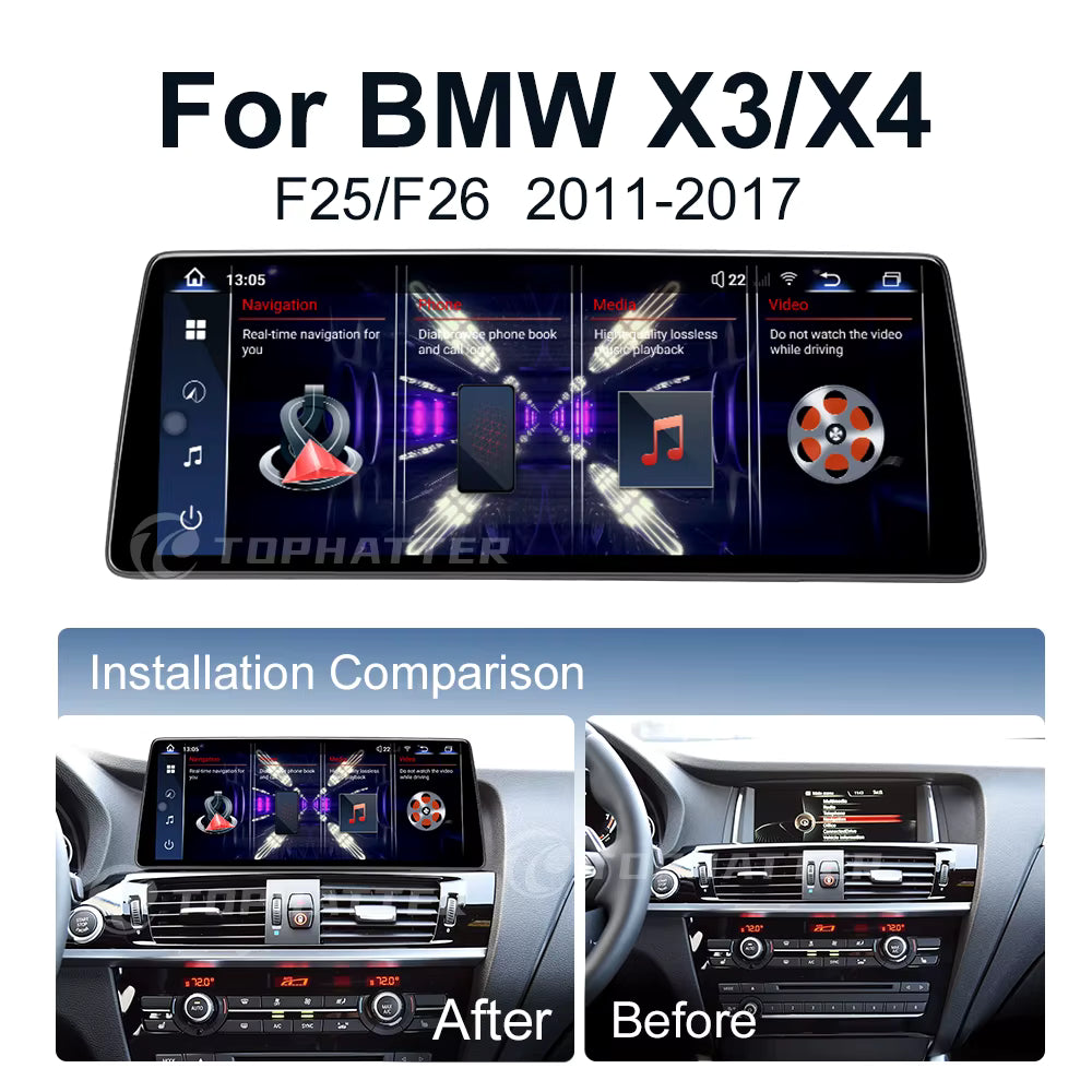 Radio OEM Android para BMW X3/X4 F25/F26 de 12.8" | Apple CarPlay / Android Auto