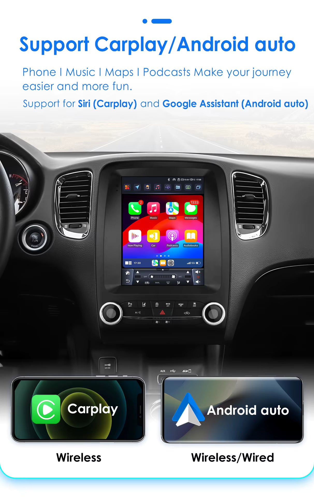 Radio OEM Dodge Durango 2014/2016 tipo Tesla | Apple CarPlay / Android Auto