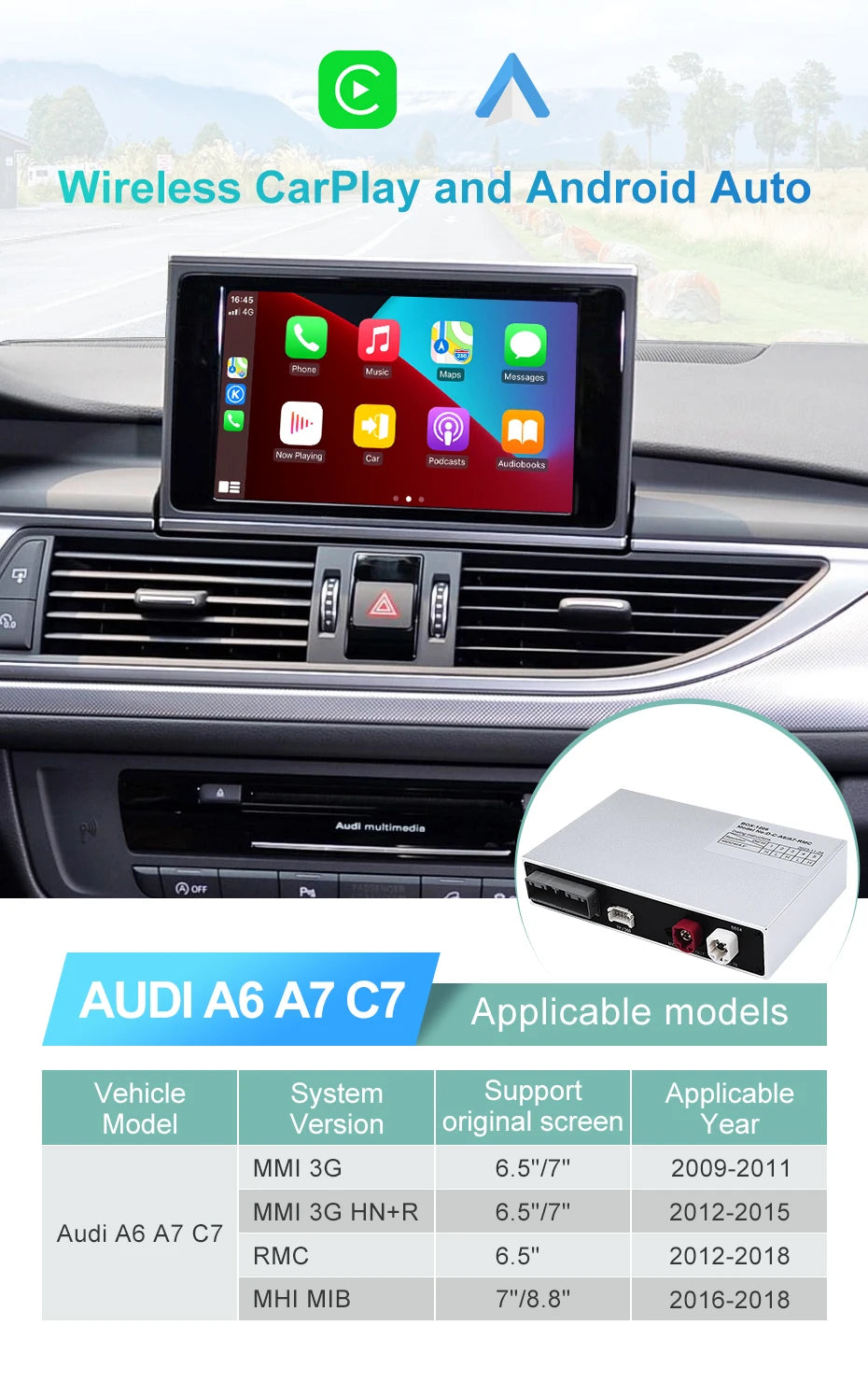 Interfaz Apple CarPlay | Android Auto Para Audi RMC (incluye instalación)
