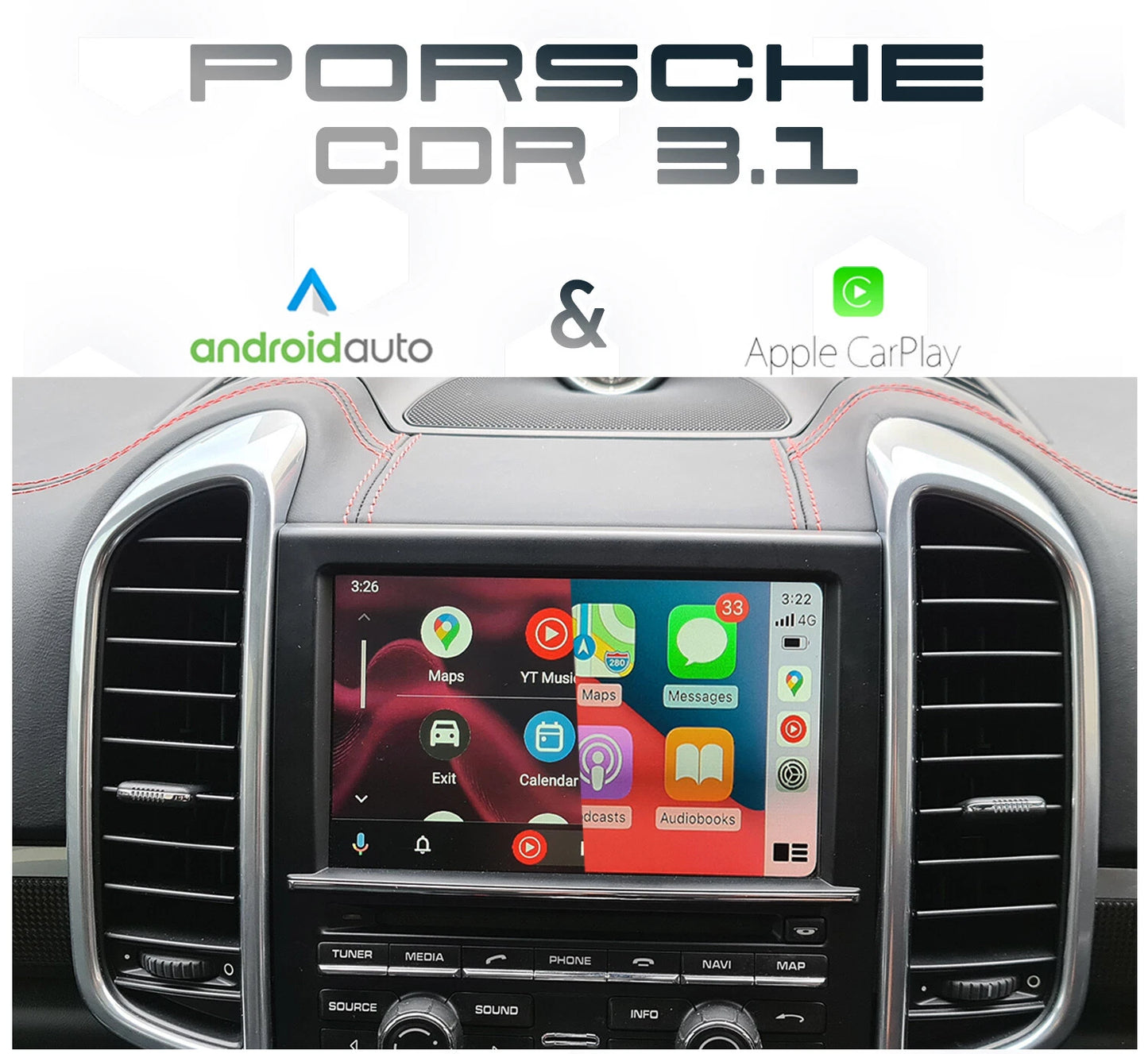 Interfaz Apple CarPlay | Android Auto Para Porsche CDR 3.1
